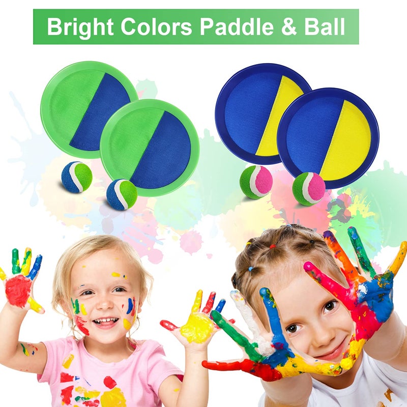 Jalunth Ball Catch Set Game Toss Paddle - Beach Toys Back Yard Outdoor Games Pool Backyard Target Throw Catch Sticky Set Age 3 4 5 6 7 8 9 10 11 12 Years Old Boys Girls Kids Easter Gifts Blue - Image 4